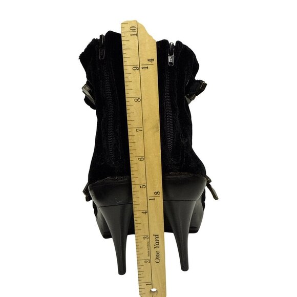 Jeffrey Campbell X LF Women's Boots Crushed Velvet Buckle Heel Black Bryce  8.5 - Picture 5 of 10